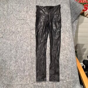 Spanx Faux Leather Leggings Black High Waist Slimming Petite‎ Small S/P